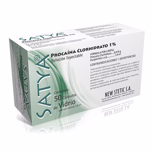 Procaina Clorhidrat 1% 50 Carpulas Satya New Stetic